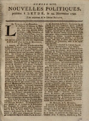 Nouvelles politiques (Nouvelles extraordinaires de divers endroits) Freitag 29. November 1799