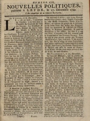 Nouvelles politiques (Nouvelles extraordinaires de divers endroits) Freitag 27. Dezember 1799