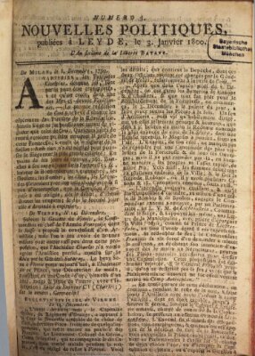 Nouvelles politiques (Nouvelles extraordinaires de divers endroits) Freitag 3. Januar 1800