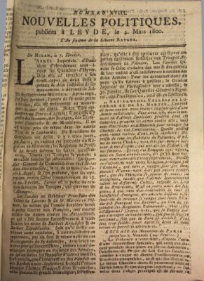 Nouvelles politiques (Nouvelles extraordinaires de divers endroits) Dienstag 4. März 1800