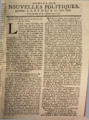 Nouvelles politiques (Nouvelles extraordinaires de divers endroits) Freitag 20. Juni 1800