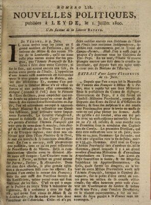 Nouvelles politiques (Nouvelles extraordinaires de divers endroits) Dienstag 1. Juli 1800