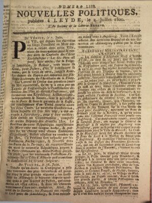 Nouvelles politiques (Nouvelles extraordinaires de divers endroits) Freitag 4. Juli 1800