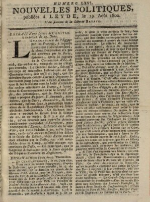 Nouvelles politiques (Nouvelles extraordinaires de divers endroits) Dienstag 19. August 1800