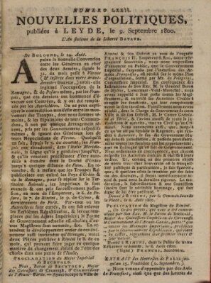 Nouvelles politiques (Nouvelles extraordinaires de divers endroits) Dienstag 9. September 1800