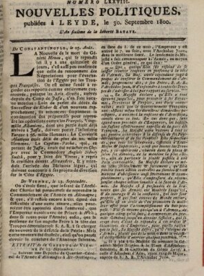 Nouvelles politiques (Nouvelles extraordinaires de divers endroits) Dienstag 30. September 1800