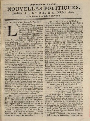 Nouvelles politiques (Nouvelles extraordinaires de divers endroits) Dienstag 14. Oktober 1800