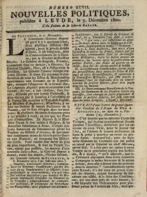 Nouvelles politiques (Nouvelles extraordinaires de divers endroits) Freitag 5. Dezember 1800