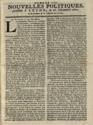 Nouvelles politiques (Nouvelles extraordinaires de divers endroits) Freitag 26. Dezember 1800