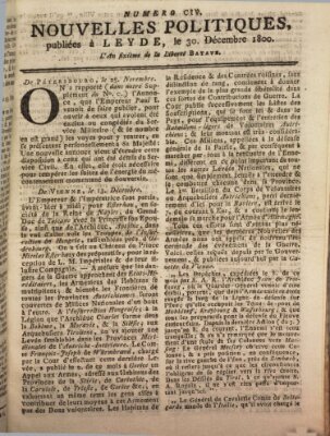 Nouvelles politiques (Nouvelles extraordinaires de divers endroits) Dienstag 30. Dezember 1800