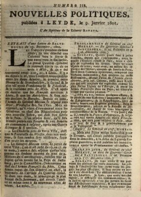 Nouvelles politiques (Nouvelles extraordinaires de divers endroits) Freitag 9. Januar 1801