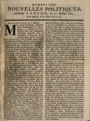 Nouvelles politiques (Nouvelles extraordinaires de divers endroits) Dienstag 21. Juli 1801