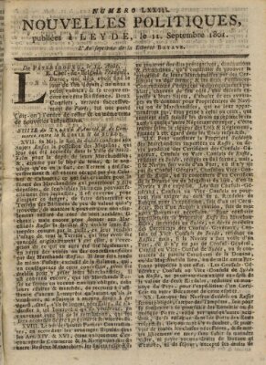 Nouvelles politiques (Nouvelles extraordinaires de divers endroits) Freitag 11. September 1801