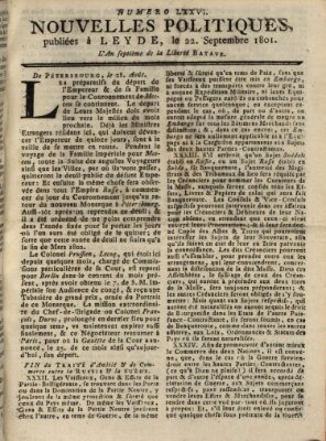 Nouvelles politiques (Nouvelles extraordinaires de divers endroits) Dienstag 22. September 1801