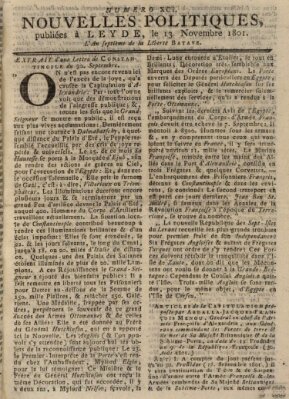 Nouvelles politiques (Nouvelles extraordinaires de divers endroits) Freitag 13. November 1801