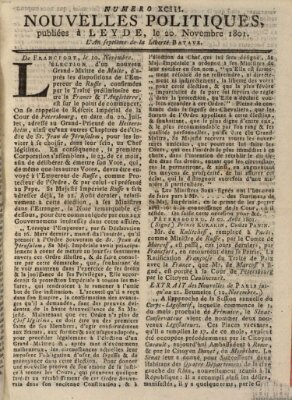 Nouvelles politiques (Nouvelles extraordinaires de divers endroits) Freitag 20. November 1801