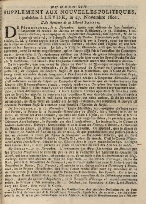 Nouvelles politiques (Nouvelles extraordinaires de divers endroits) Freitag 27. November 1801