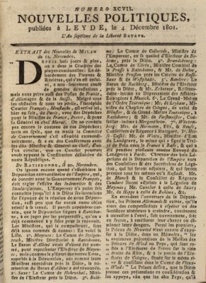 Nouvelles politiques (Nouvelles extraordinaires de divers endroits) Freitag 4. Dezember 1801