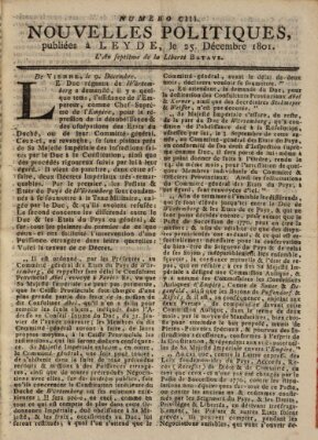 Nouvelles politiques (Nouvelles extraordinaires de divers endroits) Freitag 25. Dezember 1801