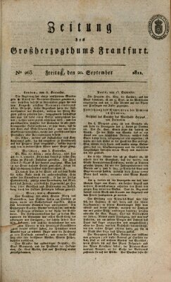 Zeitung des Großherzogthums Frankfurt (Frankfurter Ober-Post-Amts-Zeitung) Freitag 20. September 1811