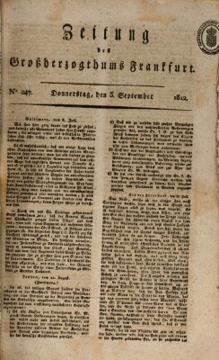 Zeitung des Großherzogthums Frankfurt (Frankfurter Ober-Post-Amts-Zeitung) Donnerstag 3. September 1812