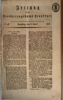 Zeitung des Großherzogthums Frankfurt (Frankfurter Ober-Post-Amts-Zeitung) Samstag 3. April 1813