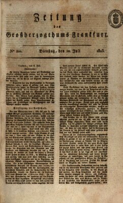 Zeitung des Großherzogthums Frankfurt (Frankfurter Ober-Post-Amts-Zeitung) Dienstag 20. Juli 1813