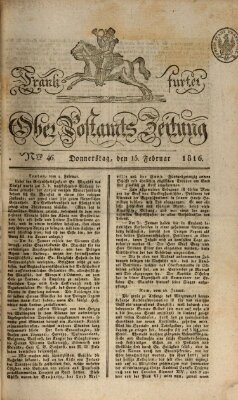 Frankfurter Ober-Post-Amts-Zeitung Donnerstag 15. Februar 1816