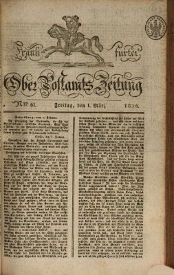 Frankfurter Ober-Post-Amts-Zeitung Freitag 1. März 1816