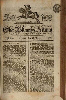 Frankfurter Ober-Post-Amts-Zeitung Freitag 29. März 1816