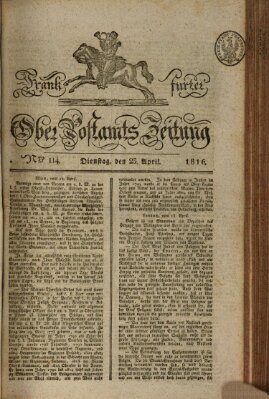 Frankfurter Ober-Post-Amts-Zeitung Dienstag 23. April 1816