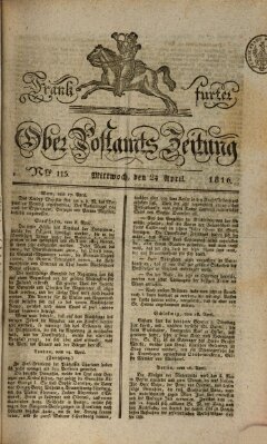 Frankfurter Ober-Post-Amts-Zeitung Mittwoch 24. April 1816