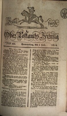 Frankfurter Ober-Post-Amts-Zeitung Donnerstag 4. Juli 1816