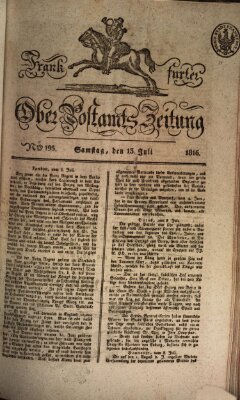 Frankfurter Ober-Post-Amts-Zeitung Samstag 13. Juli 1816