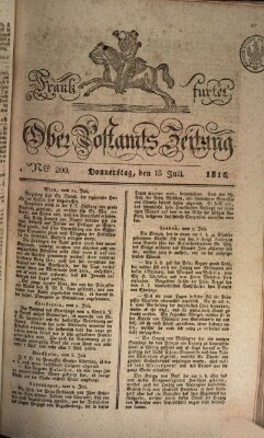 Frankfurter Ober-Post-Amts-Zeitung Donnerstag 18. Juli 1816