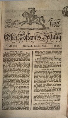 Frankfurter Ober-Post-Amts-Zeitung Mittwoch 31. Juli 1816