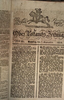 Frankfurter Ober-Post-Amts-Zeitung Samstag 7. September 1816
