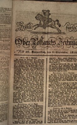 Frankfurter Ober-Post-Amts-Zeitung Donnerstag 19. September 1816