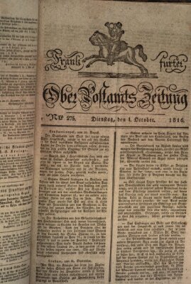 Frankfurter Ober-Post-Amts-Zeitung Dienstag 1. Oktober 1816