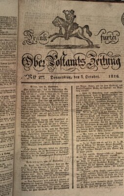 Frankfurter Ober-Post-Amts-Zeitung Donnerstag 3. Oktober 1816