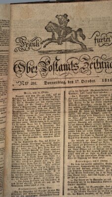 Frankfurter Ober-Post-Amts-Zeitung Donnerstag 17. Oktober 1816