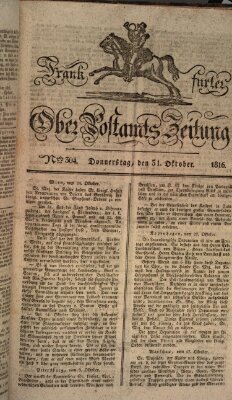 Frankfurter Ober-Post-Amts-Zeitung Donnerstag 31. Oktober 1816