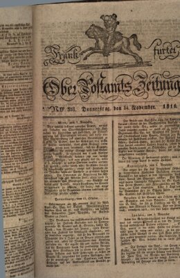 Frankfurter Ober-Post-Amts-Zeitung Donnerstag 14. November 1816