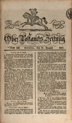 Frankfurter Ober-Post-Amts-Zeitung Sonntag 31. August 1817