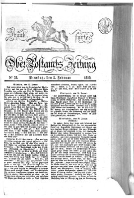 Frankfurter Ober-Post-Amts-Zeitung Dienstag 2. Februar 1819