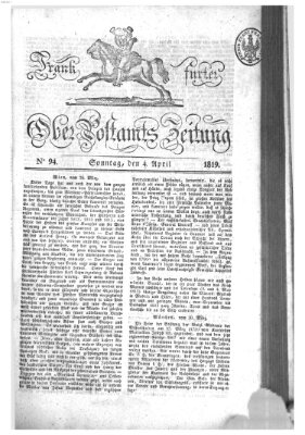 Frankfurter Ober-Post-Amts-Zeitung Sonntag 4. April 1819
