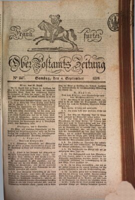 Frankfurter Ober-Post-Amts-Zeitung Samstag 4. September 1819