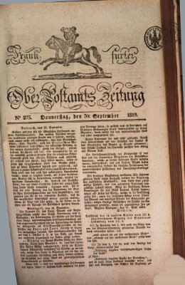 Frankfurter Ober-Post-Amts-Zeitung Donnerstag 30. September 1819