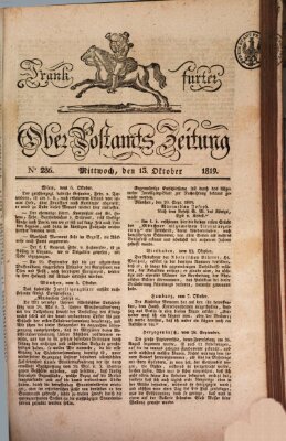 Frankfurter Ober-Post-Amts-Zeitung Mittwoch 13. Oktober 1819