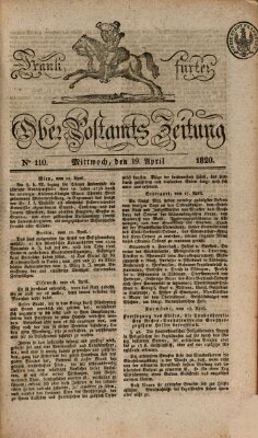 Frankfurter Ober-Post-Amts-Zeitung Mittwoch 19. April 1820